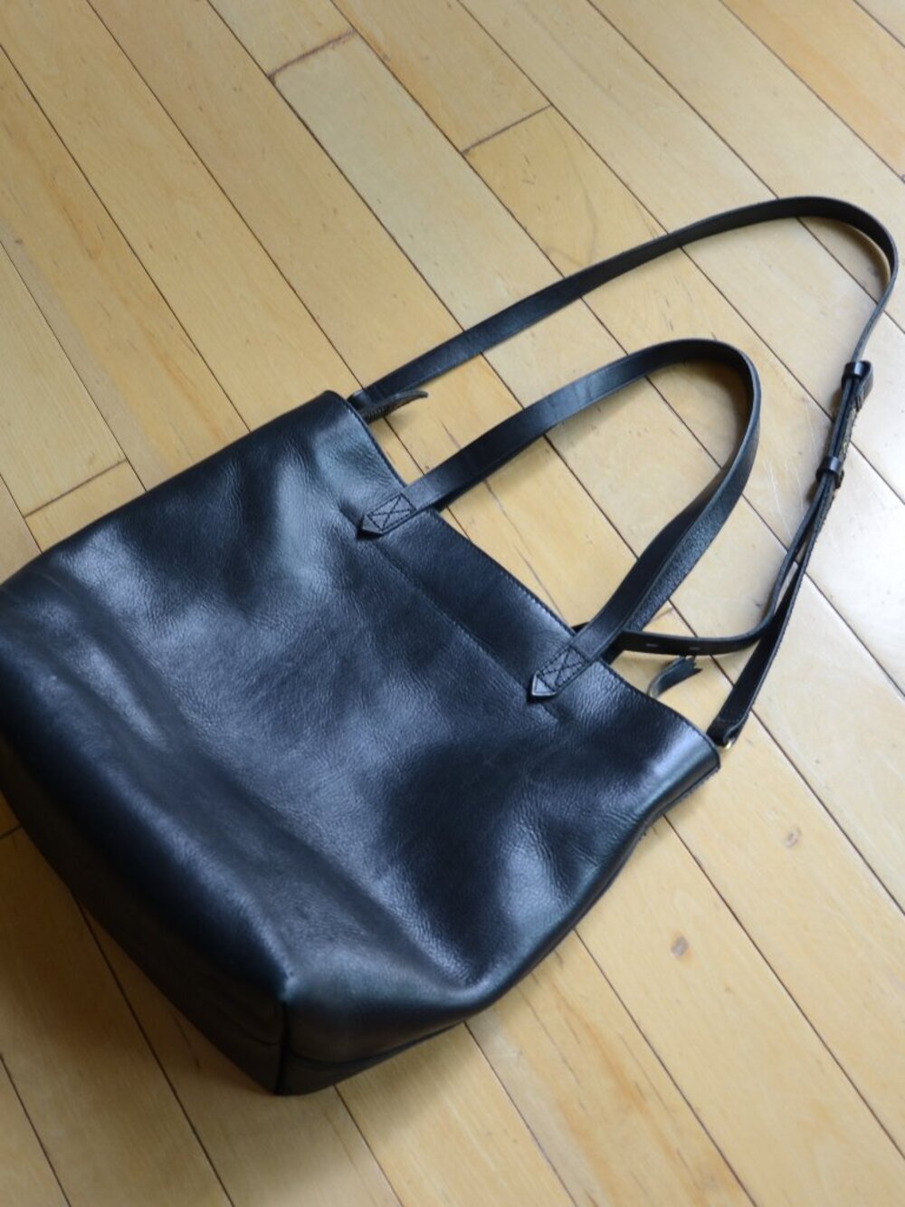 Madewell The Zip-Top Medium Transport Leather Tote Black